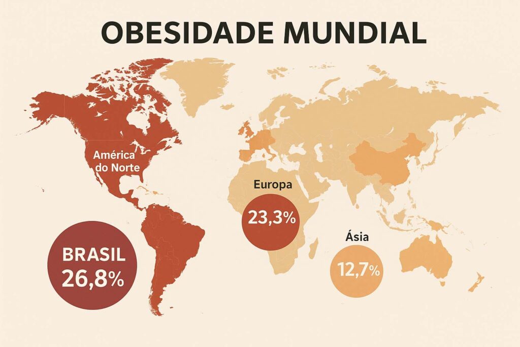 Infográfico mostrando os números e estatísticas globais da obesidade.