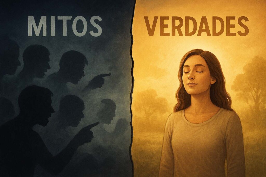 Imagem ilustrativa sobre mitos e verdades da bipolaridade em contraste visual.