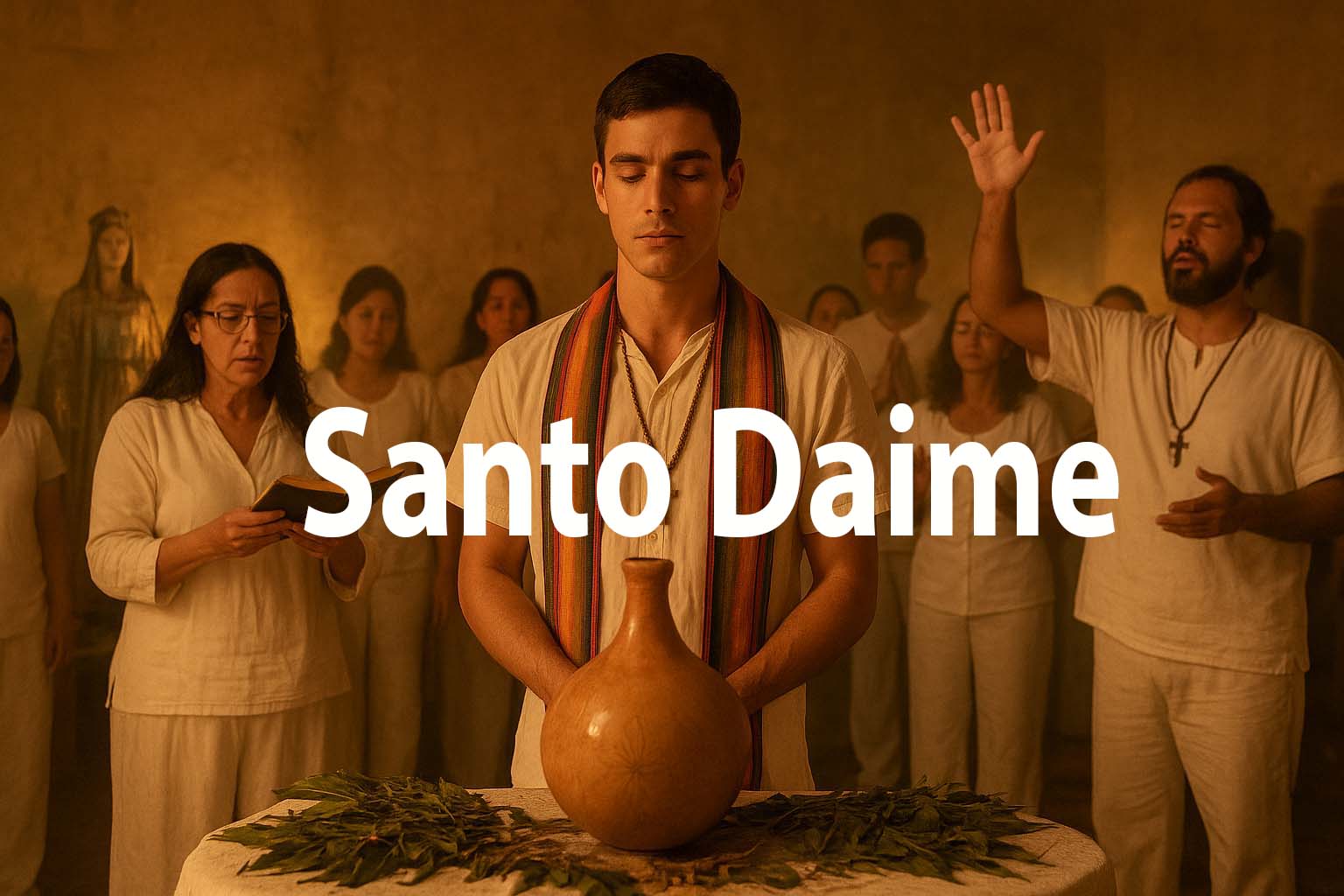 Ritual do Santo Daime em ambiente espiritual, representando fé, sabedoria ancestral e transformação interior.