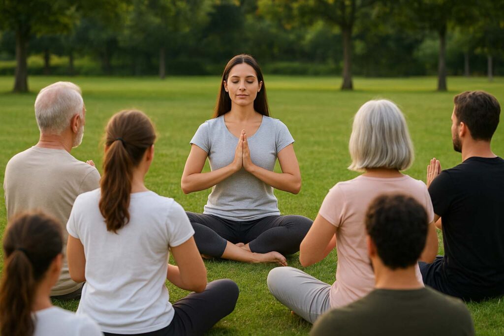 Prática de ho'oponopono em grupo em forma de meditação.
